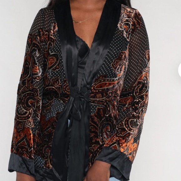 Soft Surroundings silk blend paisley print kimono size medium - Picture 1 of 9